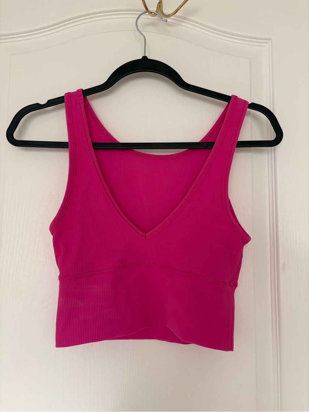 Lululemon Bright Fuchsia Ribbed V-Neck Crop Tank